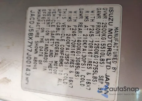 2000 Isuzu Trooper Limited/Ls/S z USA, uszkodzony, nr VIN JACDJ58X7Y7J00143